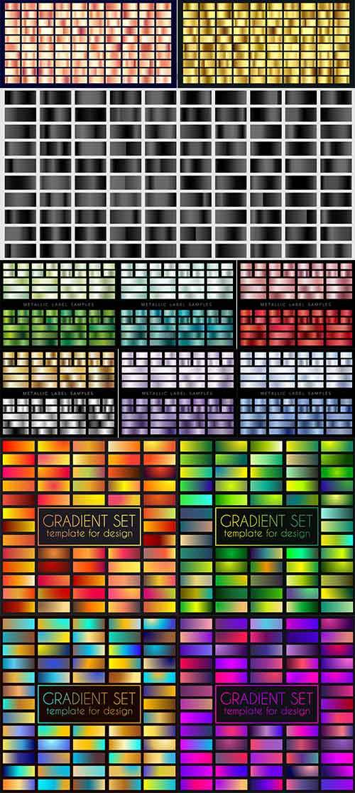 Набор разноцветных градиентов в векторе / Set of multicolored gradients in vector