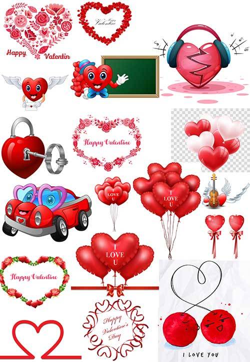 Сердца влюблённых - Векторный клипарт / Hearts of lovers - Vector Graphics