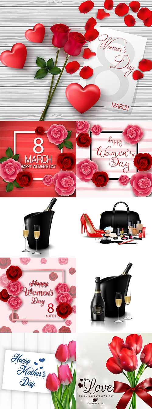   Женский день 8 марта - Векторный клипарт. 10 часть / Happy Women-s Day - Vector clipart. 10 part