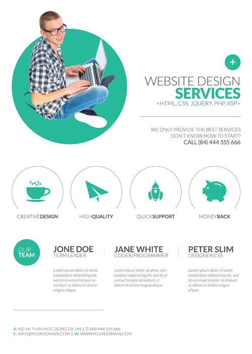 Minimal Web Design psd flyer template