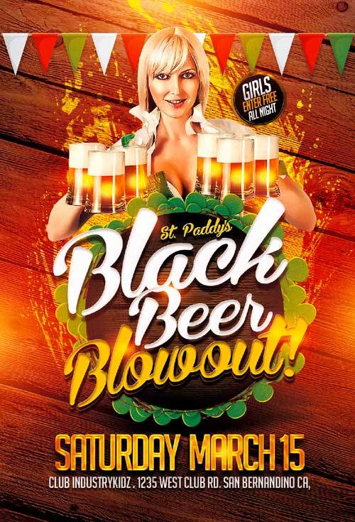 Black Beer Blowout psd flyer template