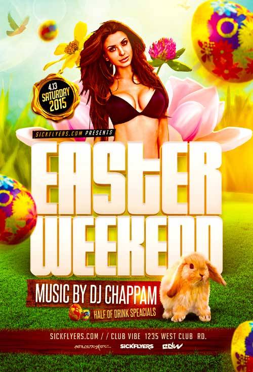 Easter Weekend psd flyer template