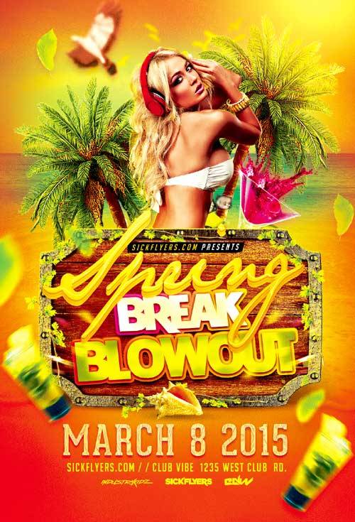 Spring Break Blowout psd flyer template