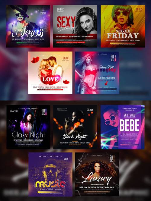 Ladies Night psd flyer template bundle