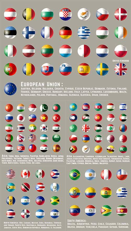  Иконки с флагами разных стран в векторе / Icons with flags of different countries in the vector