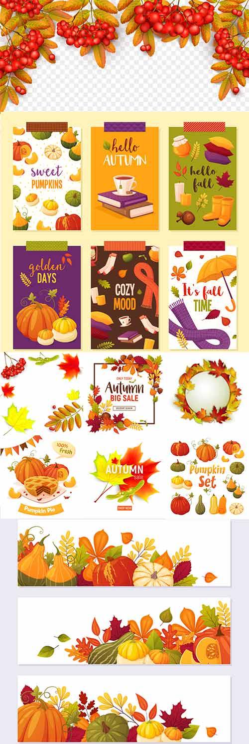   Осенние композиции - 6 - Векторный клипарт / Autumn composition - 6 - Vector Graphics 