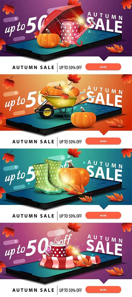 Осенние баннеры - 5 - Векторный клипарт / Autumn banners - 5 - Vector Graphics