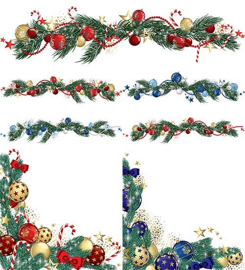  Новогодние гирлянды - Векторный клипарт / Christmas garlands - Vector Graphics