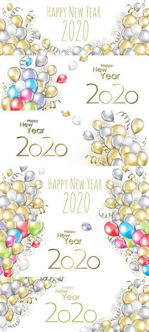  Фоны с шарами 2020 - Векторный клипарт / Backgrounds with balls 2020 - Vector Graphics
