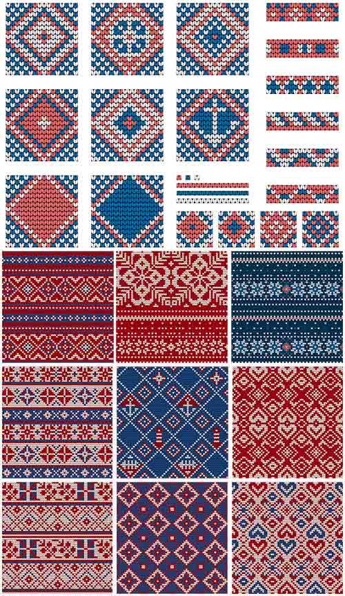  Вязаные фоны в векторе / Knitted backgrounds in vector