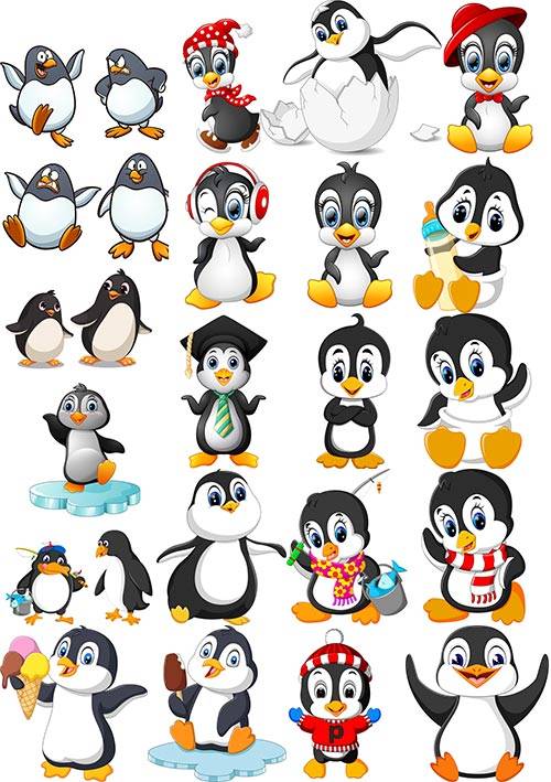  Пингвины - Векторный клипарт / Penguins - Vector Graphics