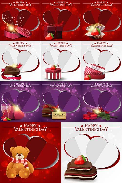 Фоны для поздравлений ко Дню Влюблённых в векторе / Backgrounds for congratulations on Valentine's Day in vector