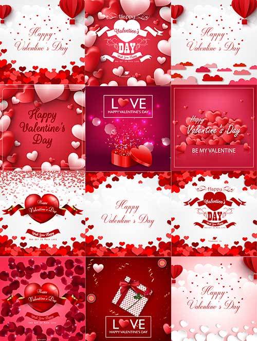 День Святого Валентина - Фоны в векторе / Valentine's Day - Vector Backgrounds