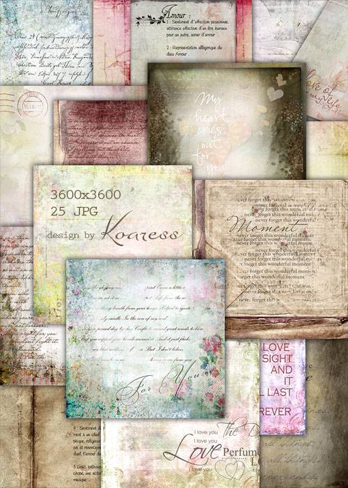 Винтажные фоны с романтическими надписями - vintage backgrounds with romantic word art