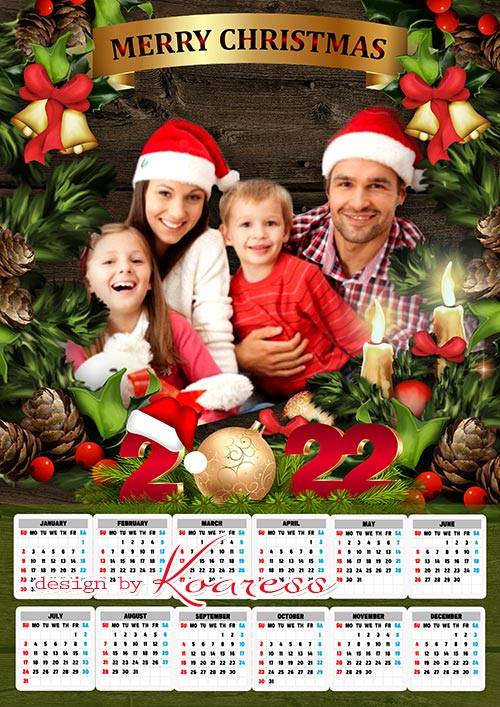 Новогодний, рождественский настенный календарь на 2022 год - Merry Christmas wall calendar 2022