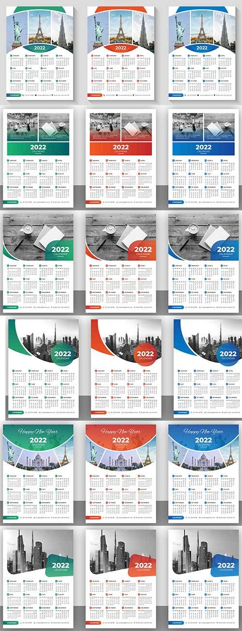 Шаблоны календарей на 2022 год - Векторный клипарт