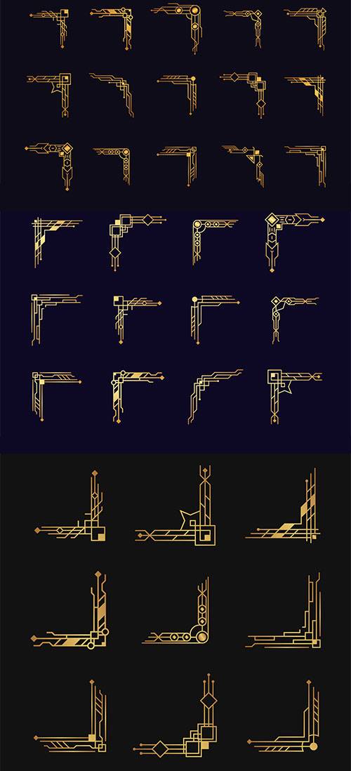 Золотые декоративные уголки - Векторный клипарт