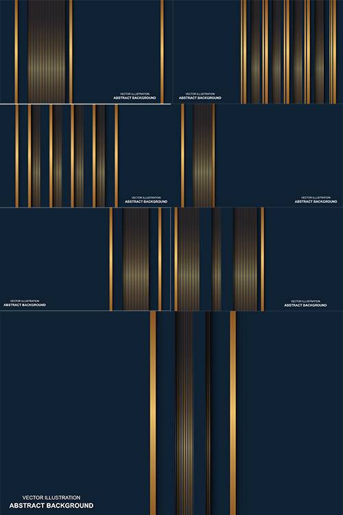 Синие векторные фоны с золотыми линиями