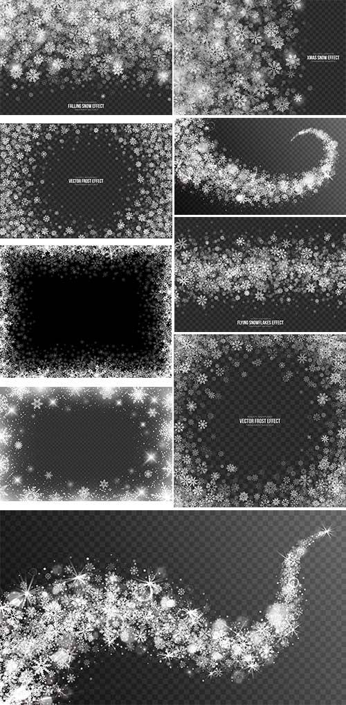 Векторные фоны со снегом и снежинками