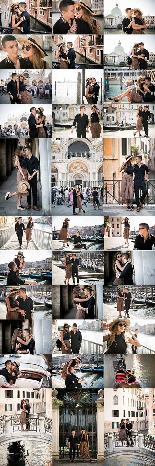 Романтическое путешествие влюблённых в Венецию - Фотоклипарт