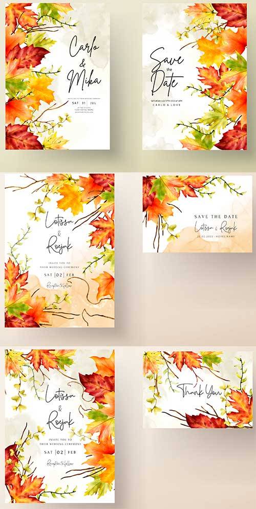 Свадебные векторные фоны с осенними листьями