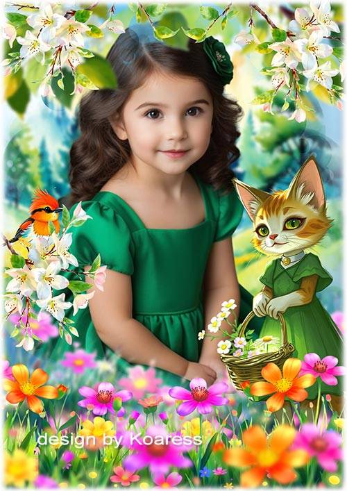 Детский коллаж - Полянка цветов
