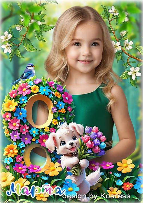 Весенний детский коллаж к 8 Марта - С праздником весны и красоты